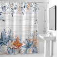 thumbnail image 2 of Eucalyptus Leaves Starfish Shower Curtain, Shells Summer Ocean Wood Grain Waterproof Shower Curtain Set with 12 Hooks Lightweight Bath Curtains Fabric Bathroom Decor 48x72 Inches, 2 of 9