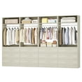 thumbnail image 4 of Aheaplus 4-Piece 96" Heavy Duty Walk-in Closet System - 12 Wood Drawers, 4 Hanging Rods, 4 Shelves, White Oak(96"L x 15"W x 80"H), 4 of 6