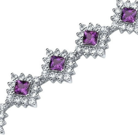 Oravo Timeless Splendor Princess Cut Gemstone Bracelet in Sterling Silver