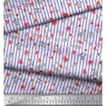 thumbnail image 2 of Soimoi Purple polyester Crepe Fabric Leaves & Floral Stripe Print Fabric by Yard 52 Inch Wide, 2 of 3