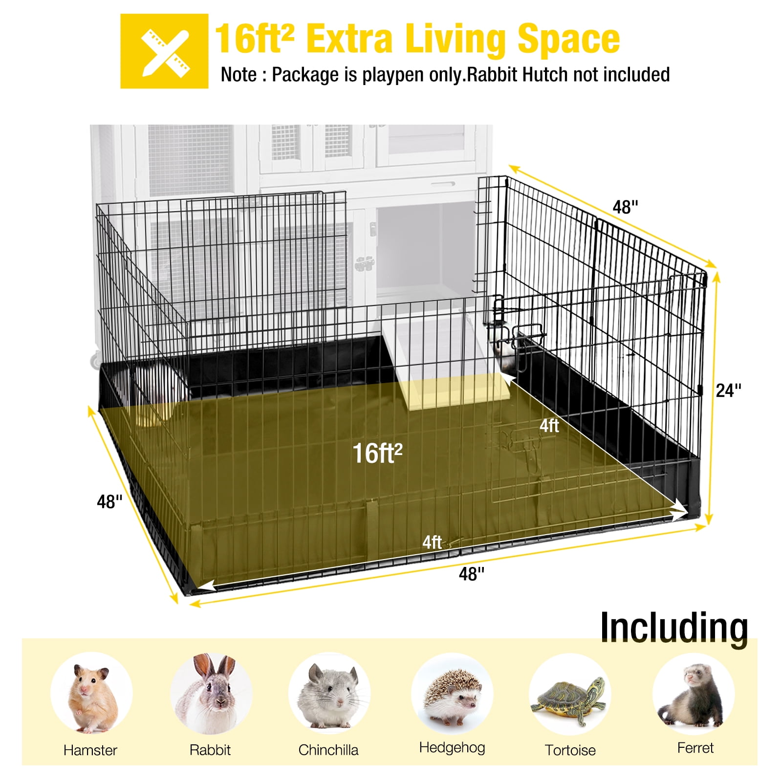 Aivituvin Pet Playpen Rabbit Hutch Bunny Cage Extension, Indoor Small Animal Playpen Enclosure, Waterproof