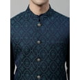 thumbnail image 6 of Maple Clothing Men's Nehru Jacket Sleeveless Brocade Outerwear Vest Indian Waistcoat (Navy Blue/Teal, L), 6 of 7