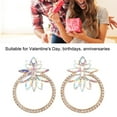 thumbnail image 4 of 2 Pares Aretes Para Mujer, Pendientes De Flores De Diamantes De Imitación Con Forma De Lágrima De aleación De Oro KC Para Fiesta Navideña, 4 of 7