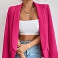 thumbnail image 6 of Women Suit Coat Spring Autumn Solid Color Business Suit Coat Lapel Long Sleeve Flap Pockets Open Front Suit Jacket-Rose Red,2XL, 6 of 7