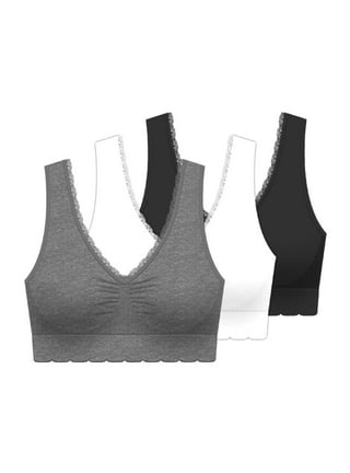 Seamless Padded Comfort Bras with Lace Back Straps and Removable Pads-3-Pack