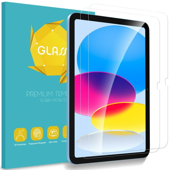 Fintie [2 Pack] Screen Protector for iPad 10th Generation 10.9 Inch 2022 Model, [Support Face ID] Anti Scratch Premium HD Clear 9H Hardness Tempered Glass Screen Protector