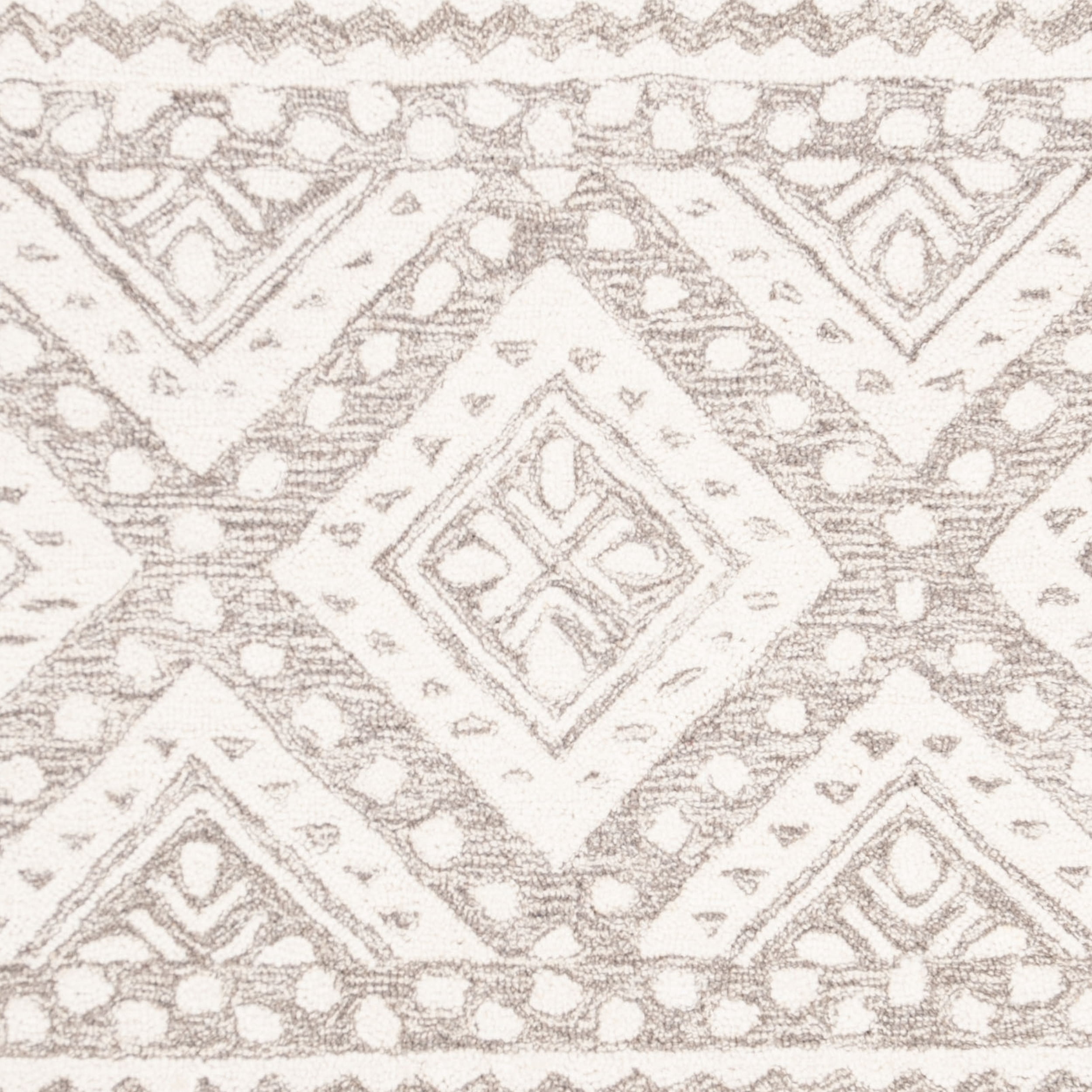SAFAVIEH Micro-Loop Regis Geometric Aztec Wool Area Rug, Grey/Ivory, 5' x 5' Square