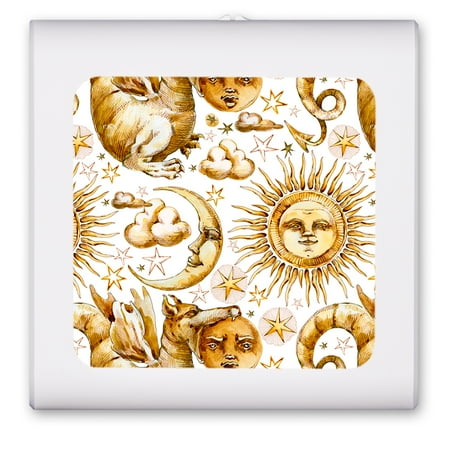 Plug in Dimmable LED Night Light with Dusk to Dawn Auto Sensor Adjustable Brightness Warm Light Auto On/Off Nightlight for Bathroom Hallway Nursery Bedrooms - Golden Moon Sun and Dragon