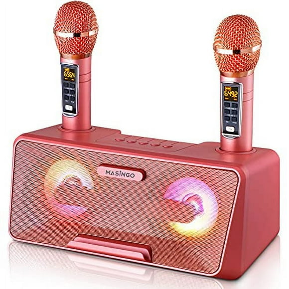 Machine de Karaoké Portable pour Enfants avec Haut-Parleurs Bluetooth, 2 Microphones Sans Fil & Système PA
