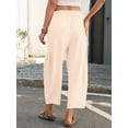 thumbnail image 7 of Chiclily Women's High Waisted Palazzo Pants Casual Loose Ivory Wide Leg Trousers with Pockets Drawstring Flowy Pants, Size M, 7 of 7