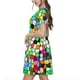 thumbnail image 2 of Balery Colorful Tie Dye Stained Glass Vestidos sueltos de manga corta para mujer, vestidos de verano 2025, vestidos casuales de corte A con vuelo., 2 of 6