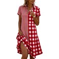 thumbnail image 2 of Women's Dresses Plus Size Lounge Printed Long Sleeve Round Neck Loose Short Nightgown, 2 of 5