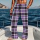 thumbnail image 1 of Pantalones de pijama largos para hombre, informales, con estampado a cuadros, holgados, deportivos, elásticos, rectos, vintage, con bolsillos, 1 of 6