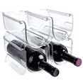 thumbnail image 1 of Rawiri Juego de 4 organizadores de botellas de vino y agua, soporte apilable de plástico para despensa, cocina, nevera, almacenamiento ideal para vino, refrescos, refrescos y cerveza, transparente, 1 of 6