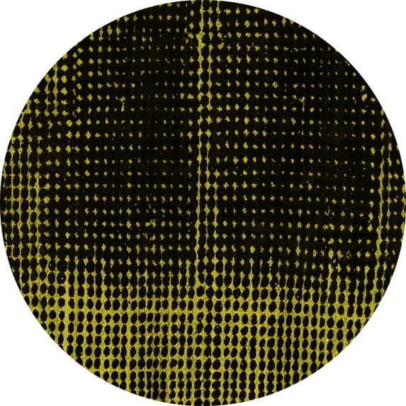Ahgly Company Indoor Round Oriental Yellow Modern Area Rugs, 4' Round