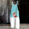 thumbnail image 3 of Wyzesi Combinaisons Rouges pour Femmes Chic Grande Taille Noël Bretelles Ajustables Jambes Larges Combinaisons Pantalons Imprimé Bonhomme de Neige Cerf Amusant Salopettes de Fête Combinaison Combinaisons en Velours pour Femmes Longueur Petite, 3 of 3