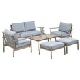 thumbnail image 2 of 6 Piece Aluminum Patio Furniture Set, Outdoor Armchair with Loveseat, All-Weather Outdoor Sectional Sofa with 2 Ottomans and Coffee Table, 2 of 7