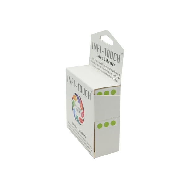 Infi-Touch Labels 1/4 inch Round Permanent Color-Code Dot Stickers, 1000 per Dispenser Box (Chartreuse)