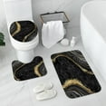 thumbnail image 3 of 4 Pcs Luxury Marble Shower Curtain Set with Non-Slip Rugs, Toilet Lid Cover and Bath Mat, Black Gold Bathroom Decor Set with Shower Curtain and Rugs and Accessories, 3 of 6