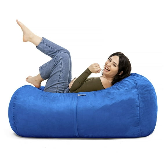 4ft Bean Bag Lounger, Blueberry - Comfortable Foam Filled Chair for Adults & Kids