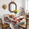 thumbnail image 3 of Beige Christmas Table Cloth Waterproof Tablecloths, Gnomes Xmas Tree Poinsettia Eucalyptus Tablecloth Dining Table Cover for Kitchen Party Tabletop Outdoor, Square Tablecloth 60x60 Inch, 3 of 9