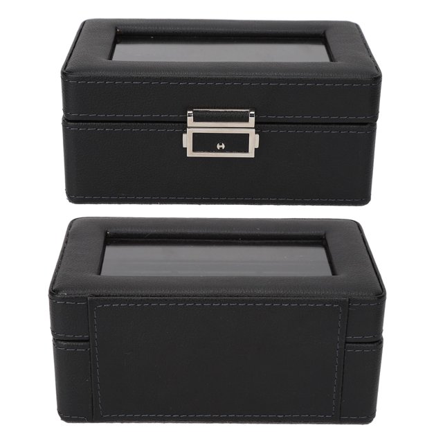 3 Grids Watch Display Case For Watch Jewelry Display, 3 Slots PU Leather Space Saving Single Layer Watch Storage Box For Watch Jewelry Black