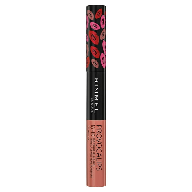 Rimmel London Provocalips 16hr Kiss-Proof Lip Color - Lápiz labial líquido de dos pasos para fijar el color y el brillo - 710 Kiss-Off .14 fl.oz.