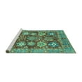 thumbnail image 2 of Ahgly Company Machine Washable Indoor Round Abstract Turquoise Blue Modern Area Rugs, 8' Round, 2 of 4