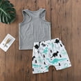 thumbnail image 4 of Gupgi 2Pcs Baby Summer Outfits, Letters Print Tank Top + Dinosaur Print Shorts, 4 of 6