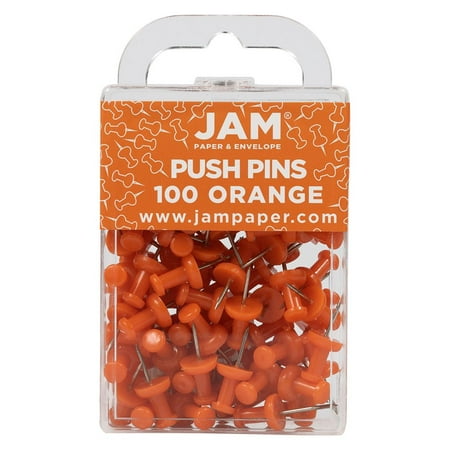 UPC: 0700112166037 | JAM Paper & Envelope Push Pins  Orange Pushpins  1in  100 per Pack