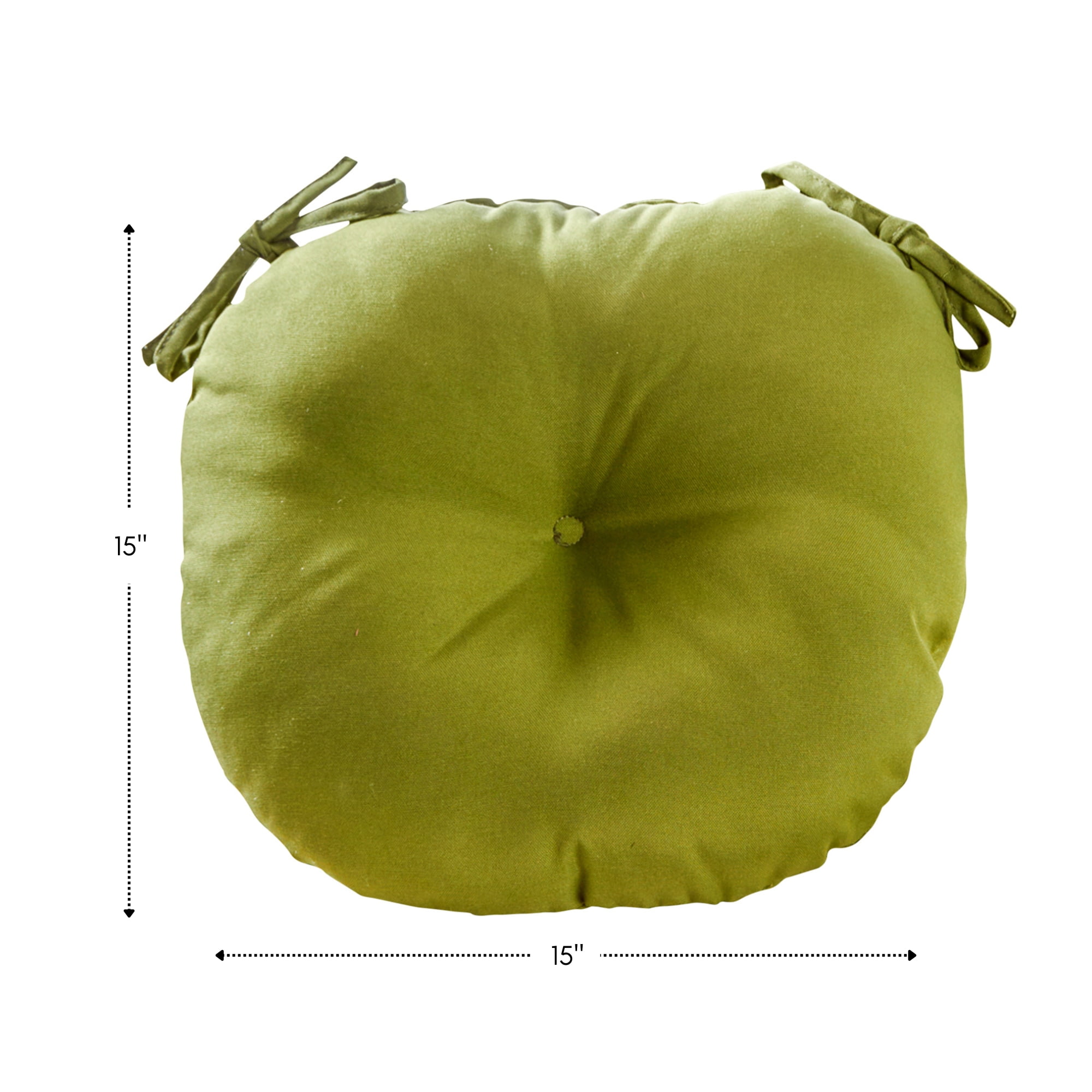 Greendale Home Fashions Summerside Green 15 in. Round Outdoor Reversible Bistro Seat Cushion (Set of 2)