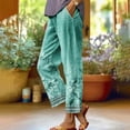 thumbnail image 2 of Women's Pants with Pockets Gradient Print Straight Leg High Waist Cropped Trousers Casual Loose Lounge Pants (M, Green 1), 2 of 5