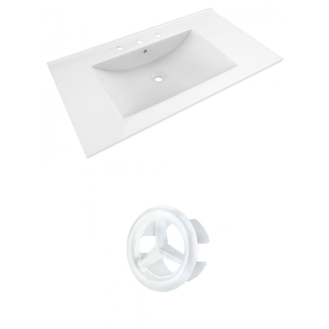American Imaginations 35.5-in. W 3H8-in. Ceramic Top Set In White Color AI-20748