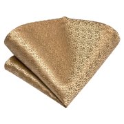 Hi-Tie Gold Silk Ties for Men with Pocket Square and Cufflinks Set Formal Business
