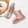 thumbnail image 5 of Felwors Children Shoes Flat Mid Length Boots Fashionable Crystal Sequined Princess Leather Boots, 5 of 5