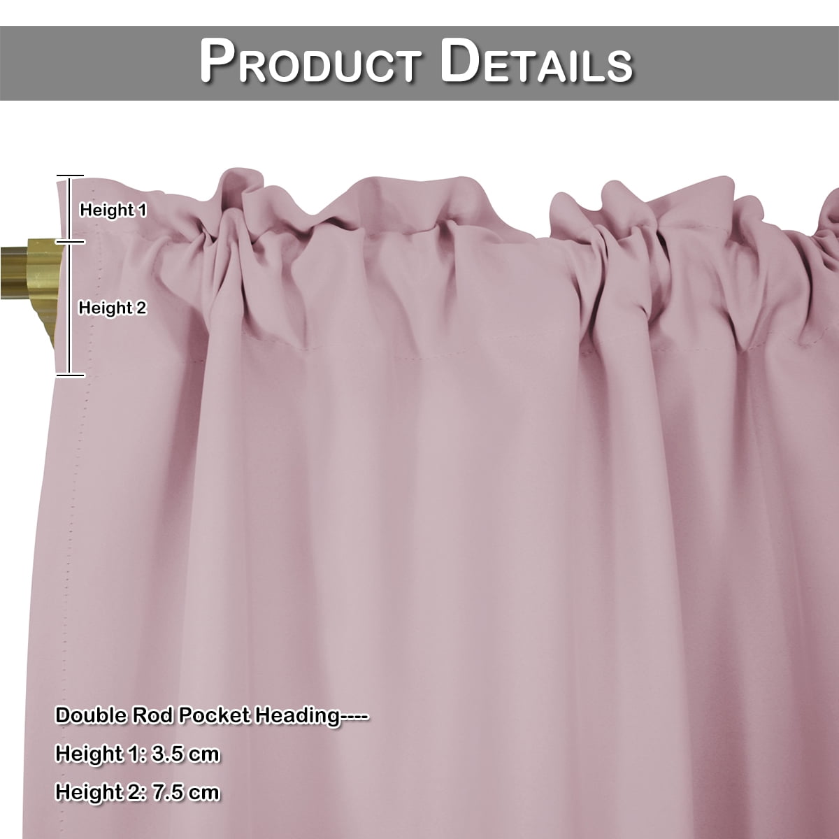 DONGPAI 2 Panels Blackout Kitchen Curtains, Rod Pocket 24 inch Short Curtains Cafe Curtains Bathroom Window Curtains, Pink