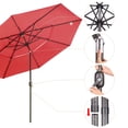 thumbnail image 3 of Yescom Parasol de Patio 11 Pi à 3 Niveaux avec Manivelle à DEL Solaires, Inclinaison, Bouton, Cour et Maison, 3 of 11