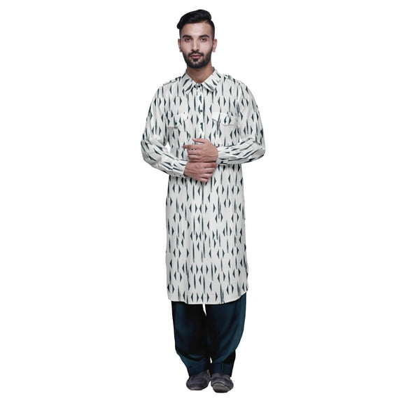 Atasi Classic Collar Long Sleeve Mens Pathani Kurta Salwar Wedding Kurta Set
