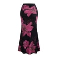 thumbnail image 2 of Women'S Fishtail Skirt Elegant Floral Ruched Skinny Bodycon Ruffle Long Skirts Glitter S, 2 of 8