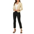 thumbnail image 3 of INSPIRE CHIC Women's Blazer Open Front Wear-to-Work Summer Crop Suit Jacket XS Beige-Solid, 3 of 8
