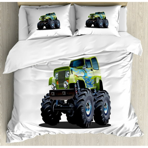 Truck Queen Size Duvet Cover Set Cool Monster Boyhood Dreams Giant Wheels Off Road Vehicle - Queen Size Monster Truck Bedding Truck Queen Size Duvet Cover Set Cool Monster Boyhood Dreams Giant Wheels Off Road Vehicle - Queen Size Monster Truck Bedding