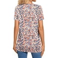 thumbnail image 5 of ClodeEU Women's V-Neck Printed Short Sleeve Shirt with Button ,Casual Trendy Tunic Blouse Pink,Womens Plus M, 5 of 7