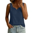 thumbnail image 2 of Noric Women's Cotton Linen Sleeveless Tank Top Scallop V-Neck Loose Fi Casual Summer Basic Tops, 2 of 6