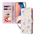 thumbnail image 2 of Allytech iPhone 15 Wallet Case, Stylish Flowers Pattern PU Leather Cover with Wrist Strap & Card Slots, Kickstand Magnetic Closure Shockproof Case for Women Girls, Small Flowers, 2 of 8