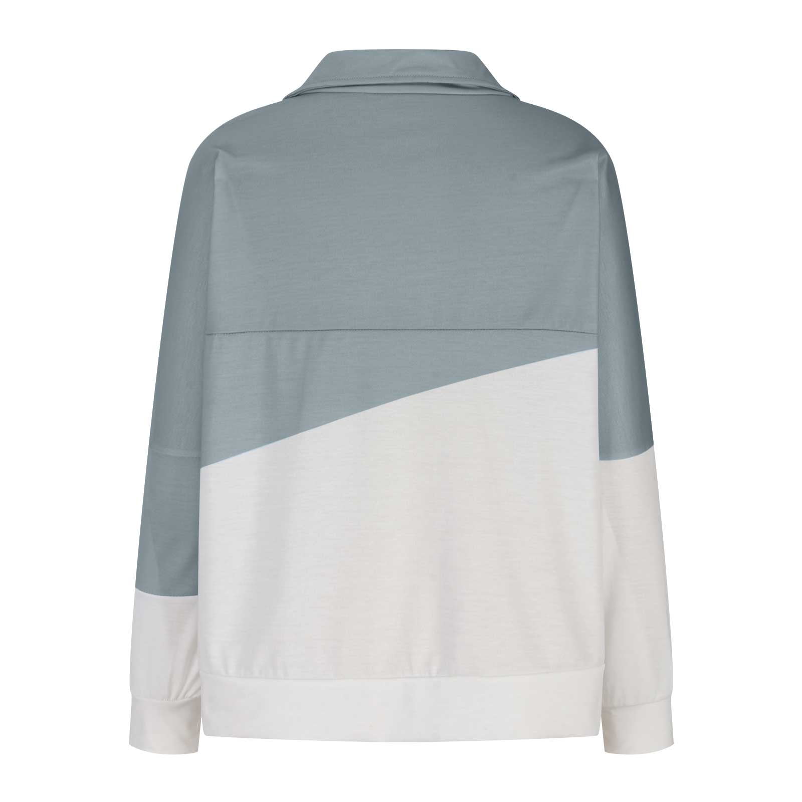 HAPIMO Discount Sweatshirt for Women Long Sleeve Casual Lapel Collar Color  Patchwork Sweatshirt Half Zip Pullover Tops Teen Girls Fashion Clothes Blue  S 