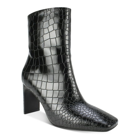 

SEVEN DIALS Womens Black Croco Embossed Cushioned Nicole Square Toe Sculpted Heel Zip-Up Dress Booties 6.5 M