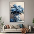 thumbnail image 6 of Mudket Blue Hydrangea in Blue and White Vase Canvas Wall Art, Vintage Floral Botanical Wall Decor, Light Blue Flower Artwork for Living Room Bedroom Kitchen, Framed Ready to Hang - 12"L x 8"W, 6 of 10