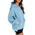 thumbnail image 2 of RYRJJ Womens Oversized Hoodies Lightweight Sweatshirts Long Sleeve Side Slit Pullover Shirts Fall Winter Hooded Tops with Pocket(Blue,XXL), 2 of 7