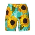 thumbnail image 4 of Lsque Mens Swim Trunks Sunflowers With Green Leaves Pattern - Bathing Suit Compression Liner - Beach Swim Shorts Swimwear - (S-3XL) - Stretch Quick Dry -3X-Large, 4 of 9
