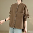 thumbnail image 7 of Craaazy Button Down Shirts For Women Twill Solid Color Long Sleeved Shirt Gifts For Women, 7 of 7